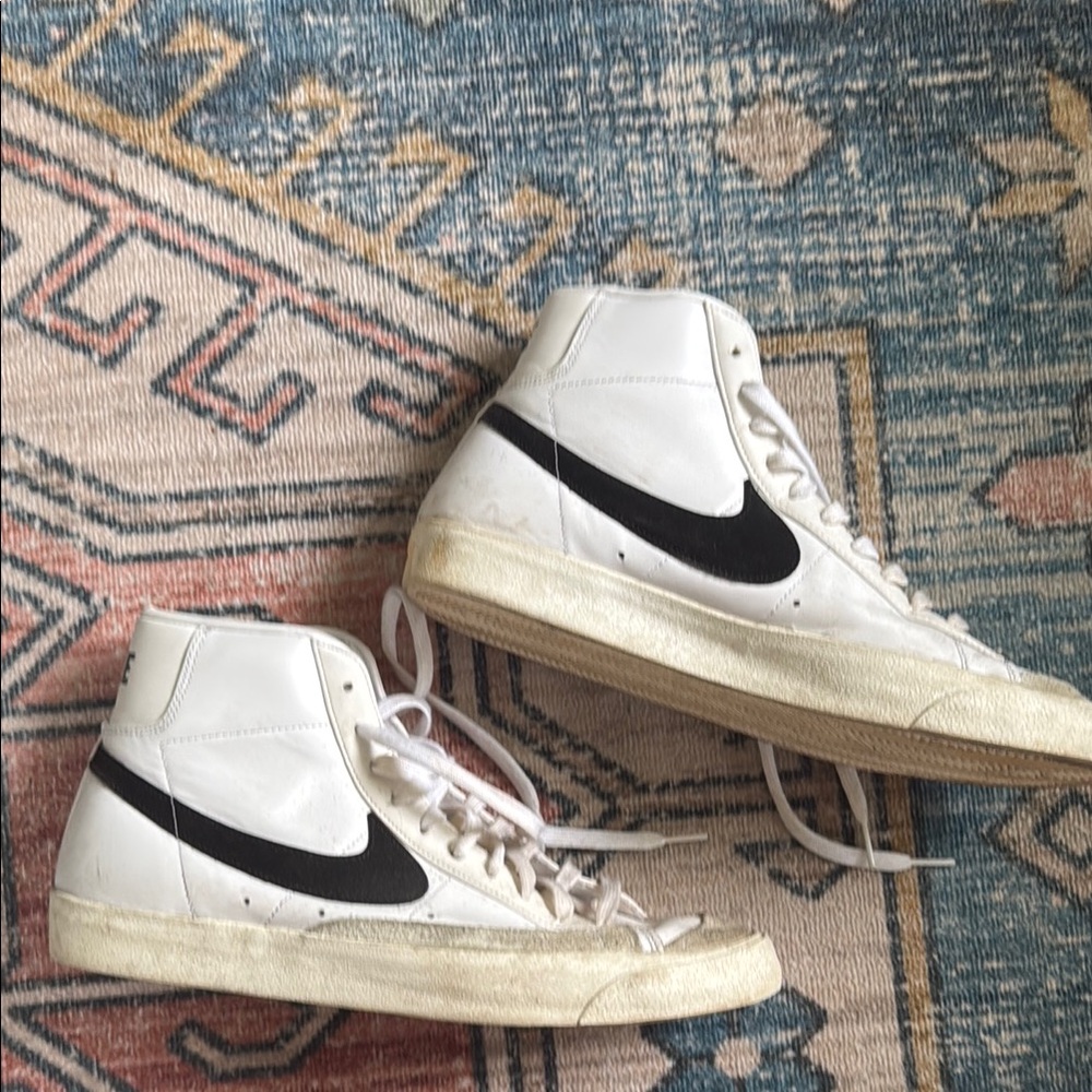 Nike White and Black High-Top Sneakers